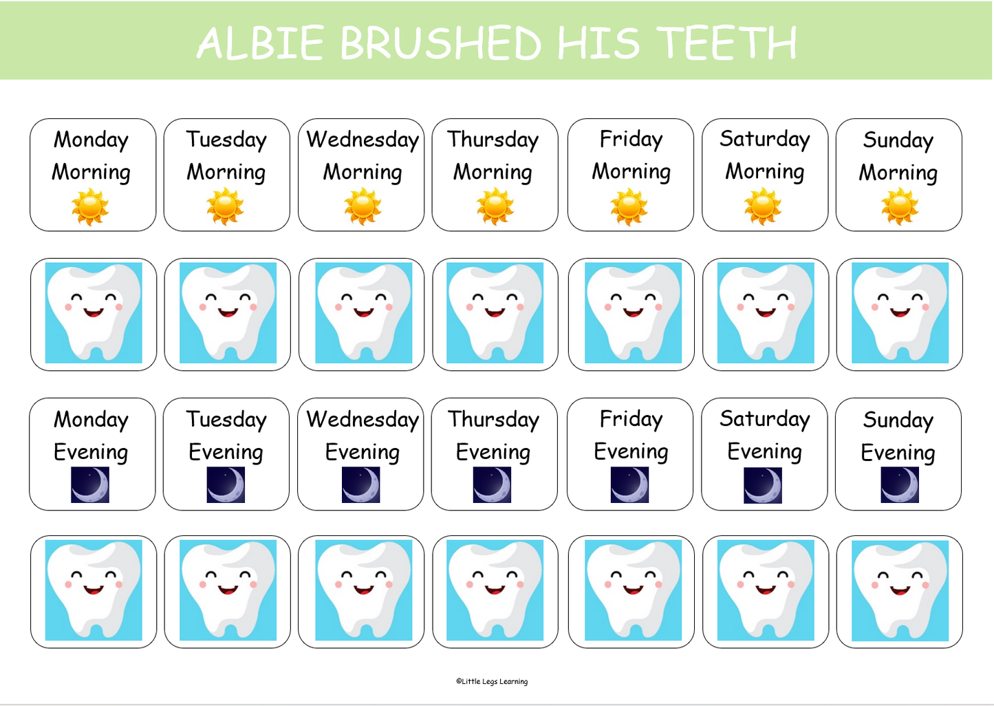 Teeth Cleaning Reward Chart